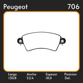 PASTILLAS DE FRENO  PEUGEOT 206 GTI 00/ LAR. 130.8 ANC. 52.4 ESP. 18 POSC. DEL. GUARDADO (629) EQUIVALENCIAS LITTON 39340