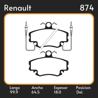 PASTILLAS DE FRENO  RENAULT CLIO 94 - CHAMADE 92/94 - EXPRESS 85/98 LAR. 99.9 ANC. 64.5 ESP. 18 POSC. DEL. GUARDADO (191) EQUIVALENCIAS FRAS LE PD/338