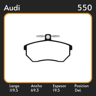 PASTILLAS DE FRENO AUDI A4   VOLKSWAGEN VENTO 1.8 - 1.9 - 2.0 91/98 LAR. 119.5 ANC. 69.3 ESP. 19.5 POSC. DEL. GUARDADO (514) EQUIVALENCIAS FRAS LE PD/
