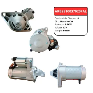 MOTOR ARRANQUE BOSCH TOYOTA YARIS RAV4 2.0 COROLLA 1.6 12V 1.0KW GIRO DERECHO 9 DIENTES 28100-37020