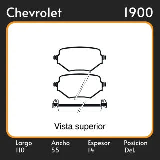 PASTILLAS DE FRENO CHEVROLET   SUZUKI VITARA 1.6 - 2.0 - 2.5 88/99 LAR. 110 ANC. 55 ESP. 14 POSC. DEL. GUARDADO (404) EQUIVALENCIAS 3810 PD/432 05P798