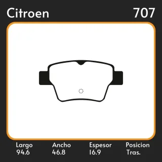 PASTILLAS DE FRENO  PEUGEOT 207 - 207 SW - CC 06/- 1.4 - 1.6 LAR. 94.6 ANC. 46.8 ESP. 16.9 POSC. TRAS. GUARDADO (864) EQUIVALENCIAS LITTON 45141 FIMPE