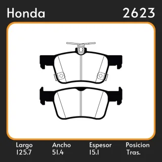 PASTILLAS DE FRENO  HONDA CIVIC 1,5 TURBO 15/,,, LAR. 125.7 ANC. 51.4 ESP. 15.1 POSC. TRAS. GUARDADO 22632A
