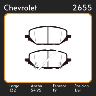 PASTILLAS DE FRENO  CHEVROLET TRACKER 1.0 - 1.2 TURBO 2020/ LAR. 132 ANC. 54.9 ESP. 19 POSC. DEL. GUARDADO 1251 EQUIVALENCIAS  FRAS LE PD/2225  COBREQ