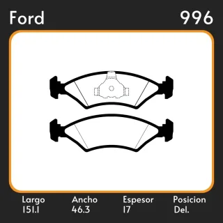 PASTILLAS DE FRENO COMPETICION FORD COURIER 96/99 LAR. 151.1 ANC. 46.3 ESP. 17 POSC. DEL. GUARDADO (500)