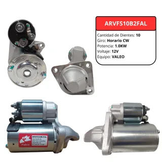 MOTOR ARRANQUE VALEO FORD ECOSPORT KINETIC 1.6 12V 1.0KW GIRO DERECHO 10 DIENTES FS10B2