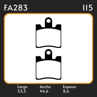 PASTILLAS DE FRENO  SUZUKI AN250 BURGMAN  / KAWASAKI EPSILON 250 LAR. 53.55 ANC. 44.6 ESP. 8.6 POSC. DEL. GUARDADO 283