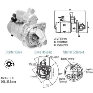 ARRANQUE VW 5.140 4.08- 8.120 3.0 MOT. MWM- 8.150 3.0 MOT. MWM- 9150 3.0 MOT. MWM 12V