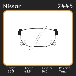 PASTILLAS DE FRENO  NISSAN 300 ZX FAIRLADY         84-87 LAR. 85.3 ANC. 42.8 ESP. 14 POSC. TRAS. GUARDADO (165) EQUIVALENCIAS 3605
