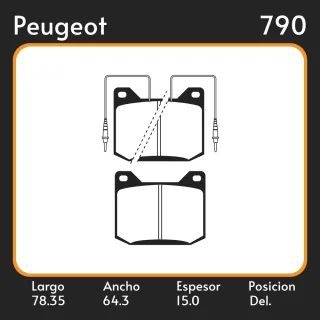 PASTILLAS DE FRENO  PEUGEOT 504 (07/68-12/89) LAR. 78.35 ANC. 64.3 ESP. 15 POSC. DEL. GUARDADO (297) EQUIVALENCIAS FRAS LE PD/311-A FIMPEX 117 LITTON 