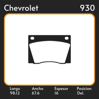PASTILLAS DE FRENO COMPETICION FORD FALCON RANCHERA 71/91 LAR. 98.12 ANC. 67.6 ESP. 16 POSC. DEL. GUARDADO (287)