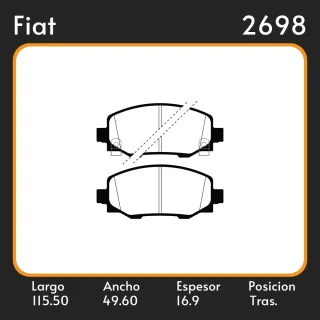 PASTILLAS DE FRENO JEEP COMPASS 2.0 TD LIMITED RENEGADE 1.8-2.0 / FIAT 500 1.4 -1.6 -1.8 - 2.0 POSICION TRASERA 1179 EQUIVALENCIAS FRAS LE PD/1496 PLA