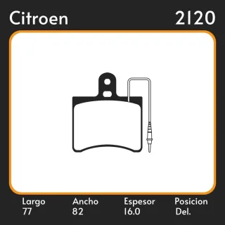 PASTILLAS DE FRENO  CITROËN GS/GSA (04/70-07/86) LAR. 77 ANC. 82 ESP. 16 POSC. DEL. GUARDADO (33) EQUIVALENCIAS 37481 1166