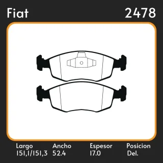 PASTILLAS DE FRENO  FIAT STRADA 1.2 I - 1.7 TD 99/ LAR. 151,1/150,3 ANC. 52.4 ESP. 17 POSC. DEL. GUARDADO 0 EQUIVALENCIAS 3257 PD/1482 22547 40762