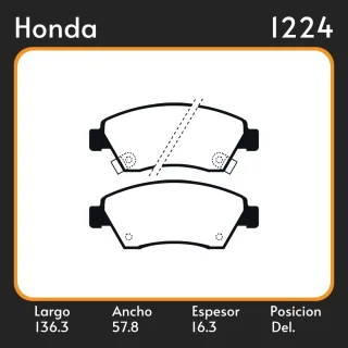 PASTILLAS DE FRENO  HONDA CIVIC V (11/95-01/01) LAR. 136.3 ANC. 57.8 ESP. 16.3 POSC. DEL. GUARDADO (87) EQUIVALENCIAS 1097 PD/493 05P564 40030