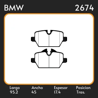 PASTILLA DE FRENO BMW SERIE I 116 118 120 SERIE III 318 320 325 330 MINI COOPER III EJE TRASERO UBICACIÓN 848 FRAS LE PD/1451