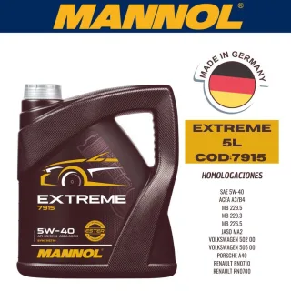 ACEITE SINTETICO MANNOL 5W40 5L EXTREME CAJA (X4U) API SN/CH-4 - ACEA A3/B4