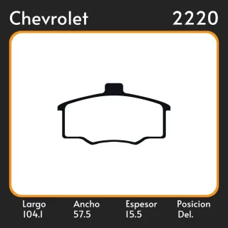 PASTILLAS DE FRENO FIAT DUNA/UNO CHEVROLET IPANEMA 1.8 - 2.0 90/96 LAR. 104.1 ANC. 57.5 ESP. 15.5 POSC. DEL. GUARDADO (322) EQUIVALENCIAS 22059 PD/22 