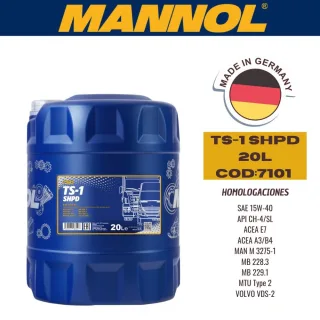 ACEITE LINEA PESADA MANNOL 15W40 20L TS1SHPD CAJA (X1U) API CH4/CG4/CF4/SL - ACEA E3/A3/B4