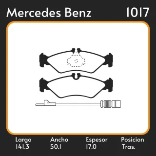 PASTILLAS DE FRENO  MERCEDES BENZ SPRINTER 2-T (901, 902)(02/95-)    214 LAR. 141.3 ANC. 50.1 ESP. 17 POSC. TRAS. GUARDADO (678) EQUIVALENCIAS 05P609 