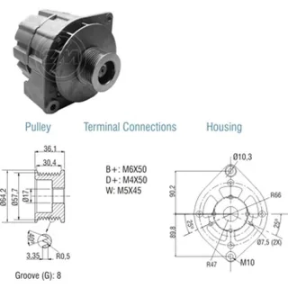 ALTERNADOR VW 12-140T/ 12-170BT 65AMP 12V