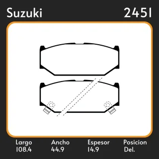 PASTILLAS DE FRENO  SUZUKI SWIFT     89 / 95 LAR. 108.4 ANC. 44.9 ESP. 14.9 POSC. DEL. GUARDADO (949) EQUIVALENCIAS 3818 PD/1373 05P1594 47620
