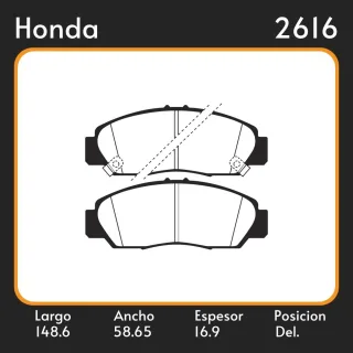 PASTILLAS DE FRENO  HONDA CIVIC VIII 06/… LAR. 148.6 ANC. 58.65 ESP. 16.9 POSC. DEL. GUARDADO 957 EQUIVALENCIAS 05P1071