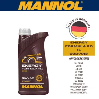 ACEITE SINTETICO MANNOL 5W40 1L ENERGY FORMULA CAJA (X20U) API SN/CH-4 - ACEA C3