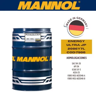 ACEITE SINTETICO MANNOL 5W20 208L ENERGY ULTRA JP CAJA (X1U) API SP (RC) / ILSAC GF-6A