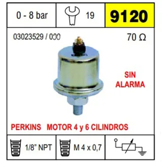 BULBO CEBOLLA PERKINS 4 Y 6 CIL ROSCA 1/8 SIN ALARMA