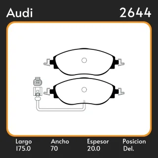PASTILLAS DE FRENO AUDI A3   VOLKSWAGEN TIGUAN 1.4 TSI - 2.0 TDI 17/ LAR. 175 ANC. 70 ESP. 20 POSC. DEL. GUARDADO 1071
