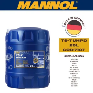 ACEITE LINEA PESADA  MANNOL 10W40 20L TS7 UHPD BLUE CAJA (X1U) SINTÉTICO API CJ4 - ACEA E9 CK-4 E6/E9