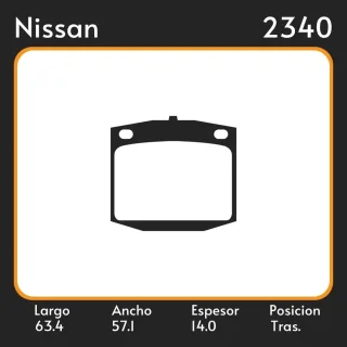 PASTILLAS DE FRENO  NISSAN 180 B      1.8 180    77-80 LAR. 63.4 ANC. 57.1 ESP. 14 POSC. TRAS. GUARDADO (265) EQUIVALENCIAS FIMPEX 3617