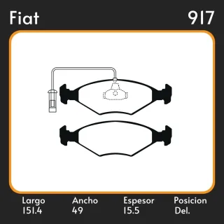 PASTILLAS DE FRENO  FIAT SIENA (04/96-) LAR. 151.4 ANC. 49 ESP. 15.5 POSC. DEL. GUARDADO (645) EQUIVALENCIAS LITTON 39380 FIMPEX 1528