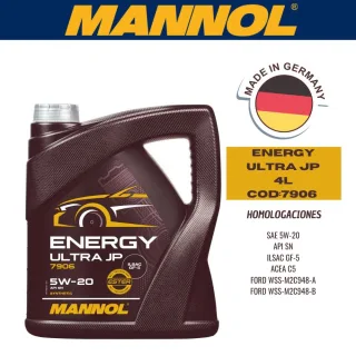 ACEITE SINTETICO MANNOL 5W20 4L ENERGY ULTRA JP CAJA (X4U) API SP (RC) / ILSAC GF-6A