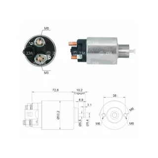 SOLENOIDE CHEVROLET S10 TRAILBLEISER 2.8 12V TERMINAL B+ M8 TERMINAL CONECTOR