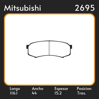 PASTILLA DE FRENO TOYOTA HILUX 2.4-2.8 4X2 ALTO 44.00 ANCHO 116.10 ESPESOR 15.20 POSICION TRASERA 232 EQUIVALENCIAS FRAS LE PD/695 PLASBESTOS 22606 LI