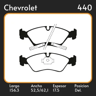 PASTILLAS DE FRENO  CHEVROLET MERIVA 1.8 02/- MERIVA 1.8 ROD 14" 03/ LAR. 156.3 ANC. 52.5/62.10 ESP. 17.5 POSC. DEL. GUARDADO (738) EQUIVALENCIAS FRAS