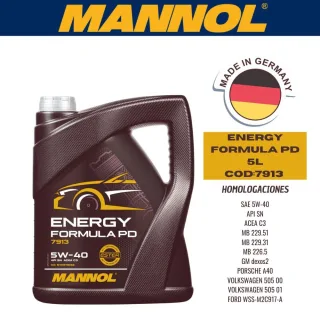 ACEITE SINTETICO MANNOL 5W40 5L ENERGY FORMULA CAJA (X4U) API SN/CH-4 - ACEA C3