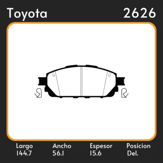 PASTILLAS DE FRENO  TOYOTA  HILUX 2.4 D - 2.8 D 2015/  LAR. 144.7 ANC. 56.1 ESP. 15.5 POSC. DEL. GUARDADO 1237 EQUIVALENCIAS PD/1581