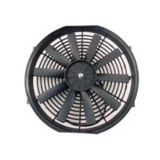 ELECTROVENTILADOR UNIVERSAL FLUJO: ASP.| GIRO: HOR.|  EXT. 14" | VOLTAJE: 12 V | POT. 90 W | CAUDAL: 1650 M3|H | ALTURA: 80 MM | ASPA RECTA  - FLUJO: 