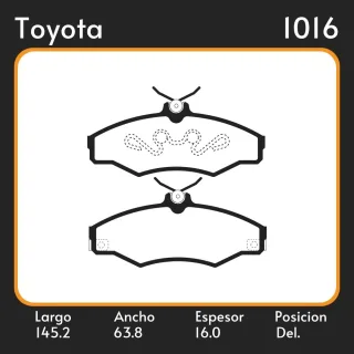 PASTILLAS DE FRENO  TOYOTA HILUX 4X2 STD/DLX 00/ - PICK UP 00/ LAR. 145.2 ANC. 63.8 ESP. 16 POSC. DEL. GUARDADO (657) EQUIVALENCIAS 4350 PD/114 39350 