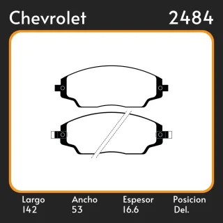 PASTILLAS DE FRENO  CHEVROLET SPIN COBALT SONIC LT 1.6 16V, LTZ 1.6 16V 12/ LAR. 142 ANC. 53 ESP. 16.6 POSC. DEL. GUARDADO (1087) EQUIVALENCIAS 1758 P