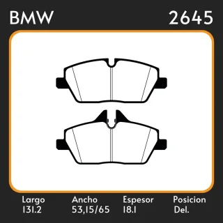PASTILLAS DE FRENO  BMW SERIE 1 116 - 120 04/ MINI  1.6 16V 07/  LAR. 131.2 ANC. 53,15 65,0 ESP. 18.1 POSC. DEL. GUARDADO 847 EQUIVALENCIAS FRAS LE PD