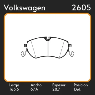PASTILLAS DE FRENO  VOLKSWAGEN   AMAROK V6 3.0 TDI 2016  / CRAFTER II 2.0 TDI
 LAR. 163.6 ANC. 67.4 ESP. 20.7 POSC. DEL. GUARDADO 1185
