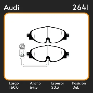 PASTILLAS DE FRENO AUDI A3   VOLKSWAGEN TIGUAN 07 /2016  / GOLF 13/… / PASAT 13/.. LAR. 160 ANC. 64.5 ESP. 20.3 POSC. DEL. GUARDADO 1130 EQUIVALENCIAS