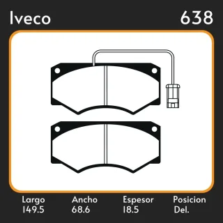 PASTILLAS DE FRENO  IVECO DAILY - 45.10 TURBO - 49.10 TURBO 85/ LAR. 149.5 ANC. 68.6 ESP. 18.5 POSC. DEL. GUARDADO (60) EQUIVALENCIAS MAZFREN 3094 FRA