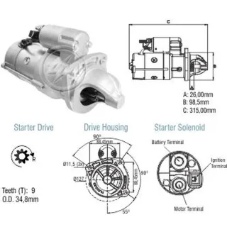 ARRANQUE AGRALE CAMION  8500TCE-9200TCAMWM SÉRIE X-10Y MWM DIESEL MOTOR ESTACIONARIO VOLVO CAMION MOTOR SERIE  X-10Y 229 VOLTAJE 24V EQUI 601231009100