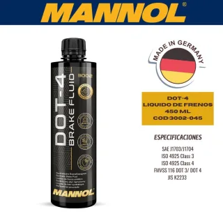 ADITIVO MANNOL LIQUIDO DE FRENO SINTETICO DOT-4 450 ML (X24U)