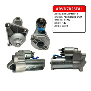 MOTOR DE ARRANQUE VALEO RENAULT R19 CLIO EXPRESS KANGOO MEGANE 1.9 DIESEL DIENTES 10 VOLTS 12V SENTIDO HORARIO POTENCIA 1.7KW (COMPATIBLE 11 DIENTES) 